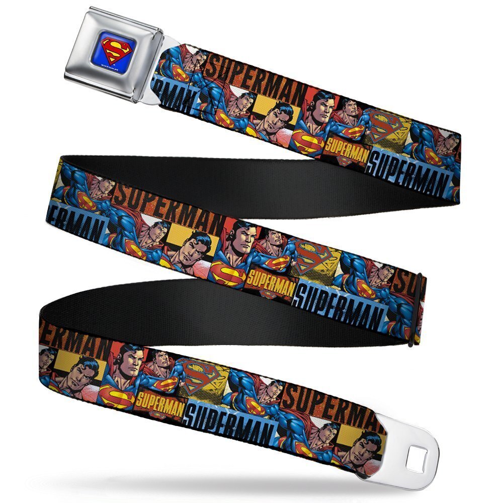3551 Seatbelt Belt - SUPERMAN Action Blocks Red/Blue - 1.0" Wide - 20-36